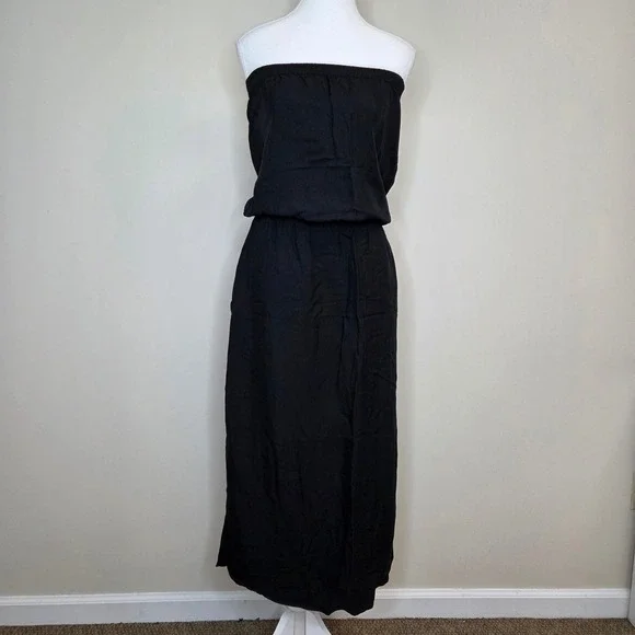 Michael Michael Kors Womens Black Strapless Blouson Maxi Dress Small Rayon - Picture 2 of 6